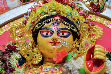maa durga closeup face in Dussehra before Bisharjon