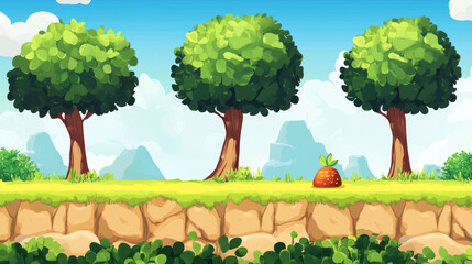 Game background for 2D mobile casual game, cartoon, colorful,  suitable for menu screens and level selections