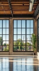 Fototapeta premium Modern Warehouse with Large Windows and Natural Light