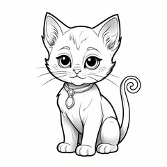 Obraz premium Cute Cartoon Kitten Coloring Book Page