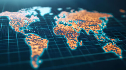 A global supply chain network diagram, illustrating complex logistics operations
