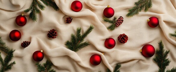 The Christmas Ornaments and Pinecones