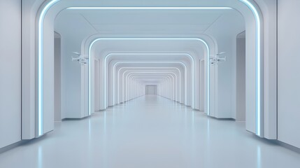 Futuristic Hospital Hallway with Medical Drones Delivering Supplies
