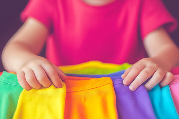 The girl is helping his parents fold clothes and put them away in the closet during her free time after school.