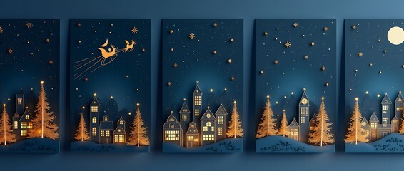 A variety of Christmas card collection. Christmas gift card and invitation set with lettering.