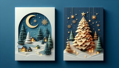 A variety of Christmas card collection. Christmas gift card and invitation set with lettering.