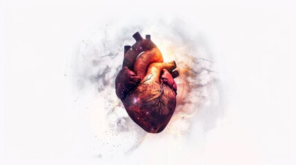a surrealistic portrayal of the human heart as a cosmic sanctuary, with chambers of emotion bathed in the soft glow of empathy and compassion