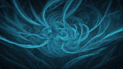 Fototapeta premium A surreal image of glowing energy streams and swirling shapes in a dark, alien-like environment. Perfect for fantasy, sci-fi, and abstract projects