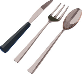 3d kitchen spoon icon fork knife vector food cook cutlery plate set tableware cooking restaurant meal element spatula pan lunch kitchenware chef isolated dish cartoon render eat background object