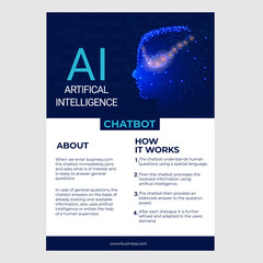 Flayer of business chatbot working by artificial intelligence.