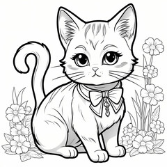 Obraz premium Cute cat Coloring Book Page