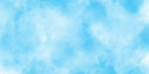 shiny and clear painted light blue clouds watercolor background, sky clouds for wallpaper backdrop background, watercolor abstract texture with white clouds and blue sky.