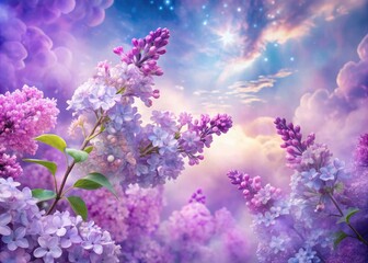 Obraz premium Lilac floral double exposure art capturing ethereal beauty and dreamy backgrounds, blending nature's soft pastels, botanical designs, and abstract aesthetics for captivating creative imagery.