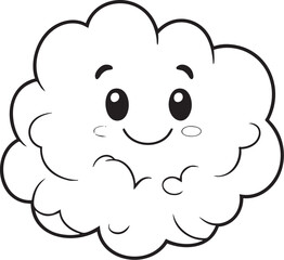 Cute smiling cloud illustration with a joyful expression on a white background.