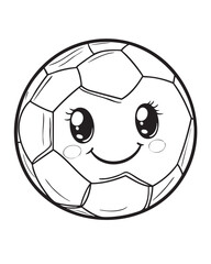 Cute cartoon soccer ball with a smiling face and big eyes.