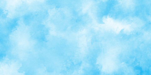 shiny and clear painted light blue clouds watercolor background, sky clouds for wallpaper backdrop background, watercolor abstract texture with white clouds and blue sky.
