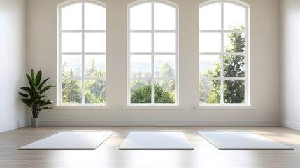 Fototapeta premium Woman Performing Pilates Exercises in a Bright and Airy Studio