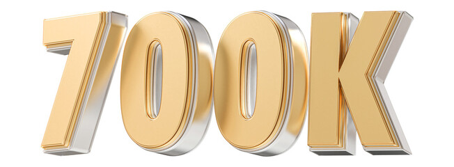 700K Followers Gold Number 3D Render