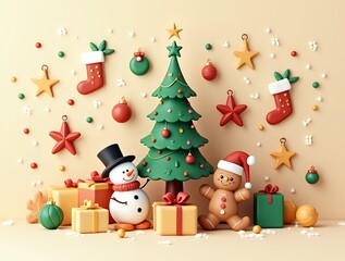 Christmas cards : a snow-covered village, Christmas Eve night, Santa Claus, reindeer and sledding, Christmas trees and snowmen