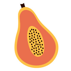 Vector papaya illustration. Isolated on a white background. Flat style icon