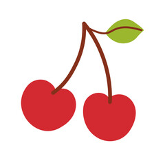 Vector cherry illustration. Isolated on a white background. Flat style icon