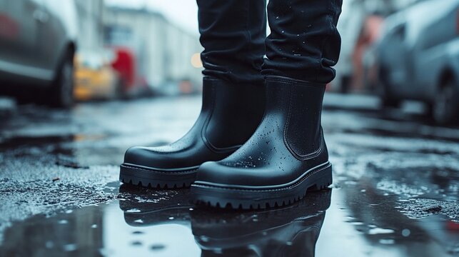 man Rubber boots red mockup  - Powered by Adobe