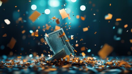 Conceptual Image of Financial Papers Being Shredded into Confetti, Symbolizing Worthless Stock Values and Economic Collapse