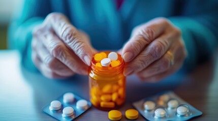 Documentary-Style Photograph of an Elderly Person Inspecting a Pill Bottle at Home, Reading the Label in Soft Afternoon Light, Emphasizing the Importance of Medication Management for All Age Groups