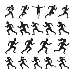 Running Man Silhouette, Running Clipart Vector