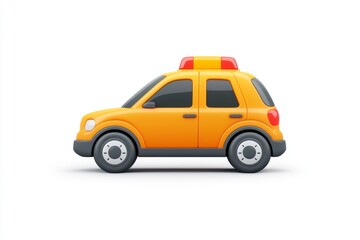 Cartoon Yellow Car With Red Flashing Lights