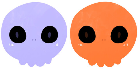 Skull Cartoon Skull Halloween Cartoon Skull Watercolor Style