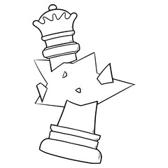 broken queen piece illustration hand drawn outline vector