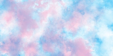 Abstract cloudy gradient background with multicolor cloudy stains, multicolor clouds texture watercolor picture painting illustration, Pastel colors wet effect hand drawn soft watercolor background.