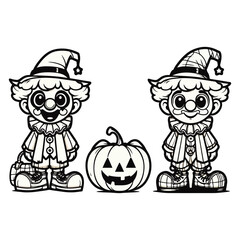 Horror clown cartoon scary circus monster face. Vector Halloween holiday character, evil clown or joker