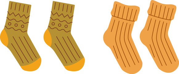 Two pairs of cute socks with a minimalistic geometric pattern. Vector illustration