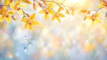 Obraz premium Vibrant Orange-Yellow Laelia Orchid Hanging