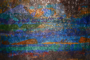 Dirty color paint on a metal surface. Banner of the grunge color paint.