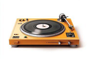 Fototapeta premium Orange Vinyl Record Player Turntable with Needle