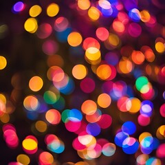 Fototapeta premium Multi-color bokeh with vibrant soft glowing lights on blurred background 
