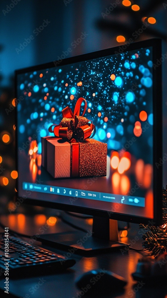 Aufkleber a desktop monitor showing an e-commerce website promoting end of season sales with large countdown t