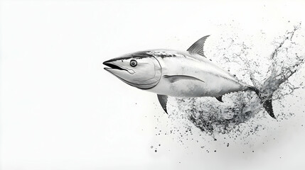 Fototapeta premium Tuna Fish Jumping Out of Water with Splash.