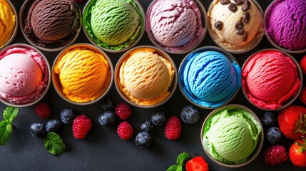 Bright and Colorful Gelato Scoops Display