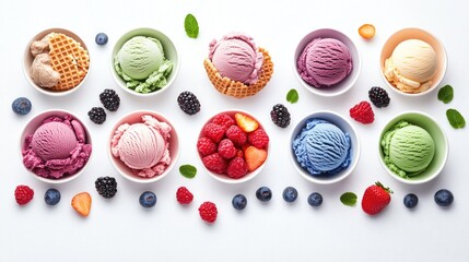 Fototapeta premium Colorful Ice Cream Bowls Arrangement