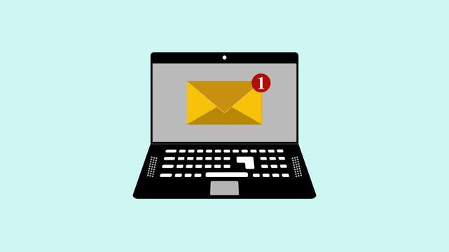 Animated Laptop with Incoming Message Notification Icon &ndash; Dynamic Motion Graphic for Digital Alerts.