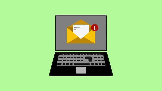 Animated Laptop with Incoming Message Notification Icon &ndash; Dynamic Motion Graphic for Digital Alerts.