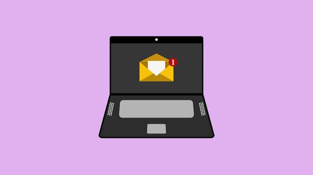 Animated Laptop with Incoming Message Notification Icon &ndash; Dynamic Motion Graphic for Digital Alerts.