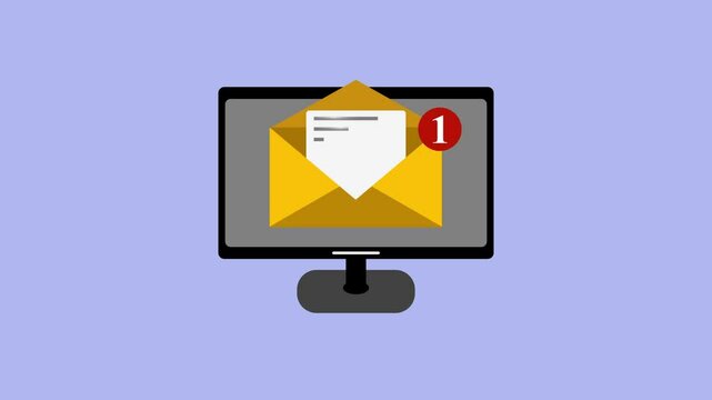 Animated Laptop with Incoming Message Notification Icon &ndash; Dynamic Motion Graphic for Digital Alerts.