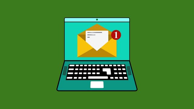 Animated Laptop with Incoming Message Notification Icon &ndash; Dynamic Motion Graphic for Digital Alerts.