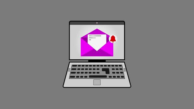 Animated Laptop with Incoming Message Notification Icon &ndash; Dynamic Motion Graphic for Digital Alerts.