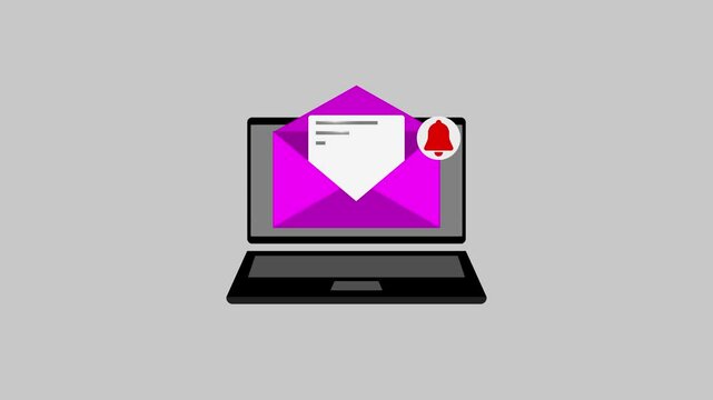 Animated Laptop with Incoming Message Notification Icon &ndash; Dynamic Motion Graphic for Digital Alerts.